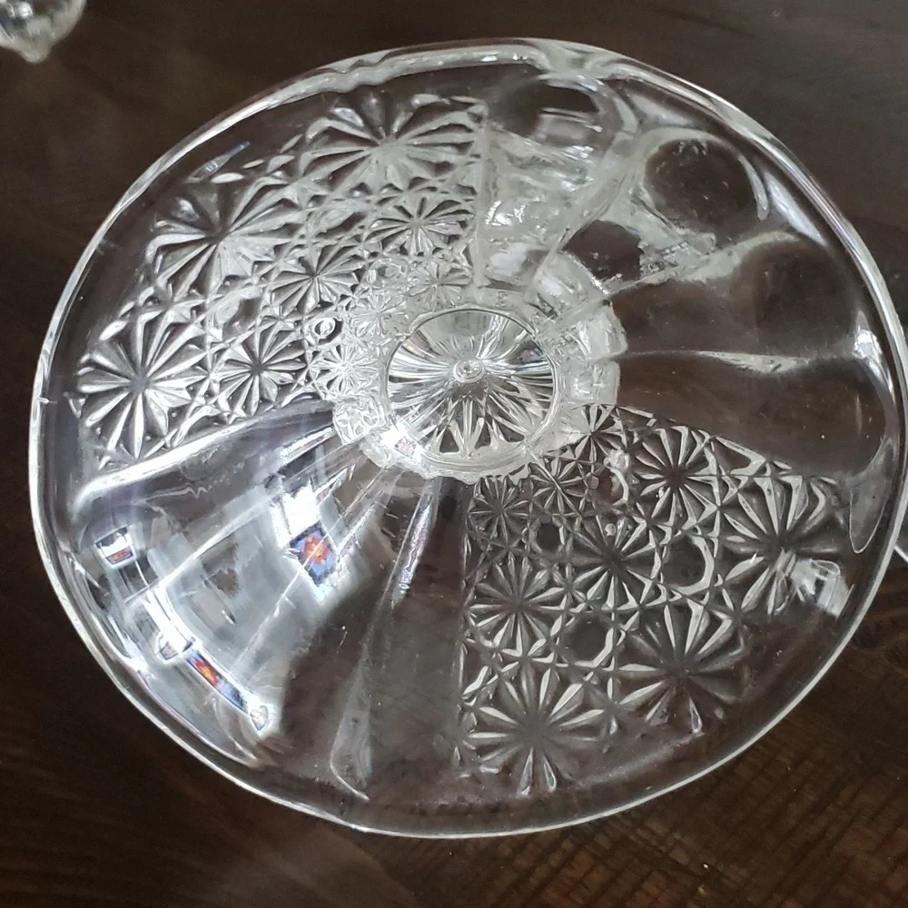 Vintage Fenton Daisy and Button Clear Glass Candle Holders (set of 2)